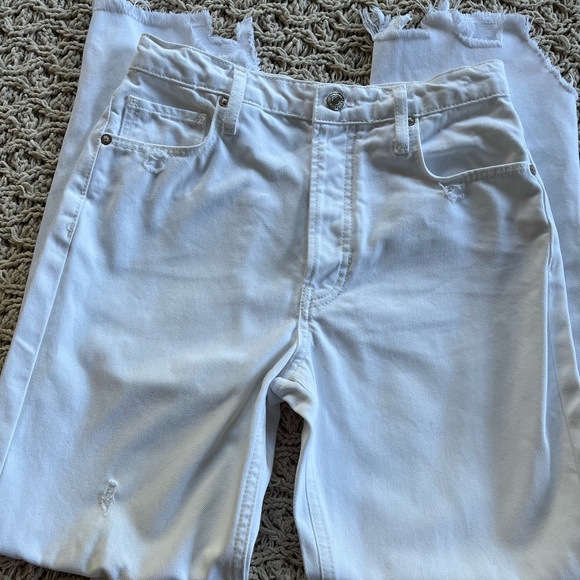 Free People We The Free size 25 Tapered Baggy Boyfriend Jeans Chalk White Denim - Picture 2 of 14